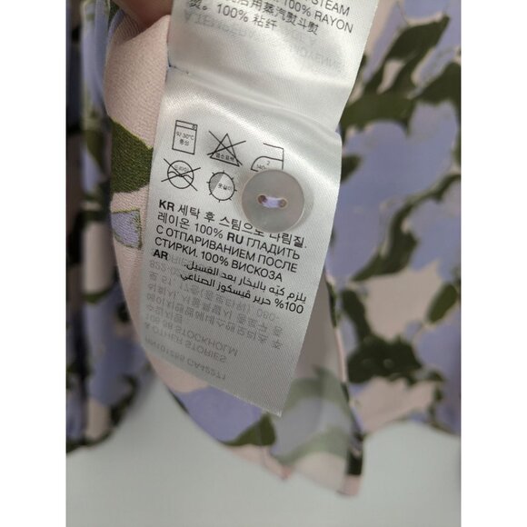 & Other Stories Floral Top Women Size 2 Balloon Sleeve Mock Neck Romantic Office - Picture 13 of 14